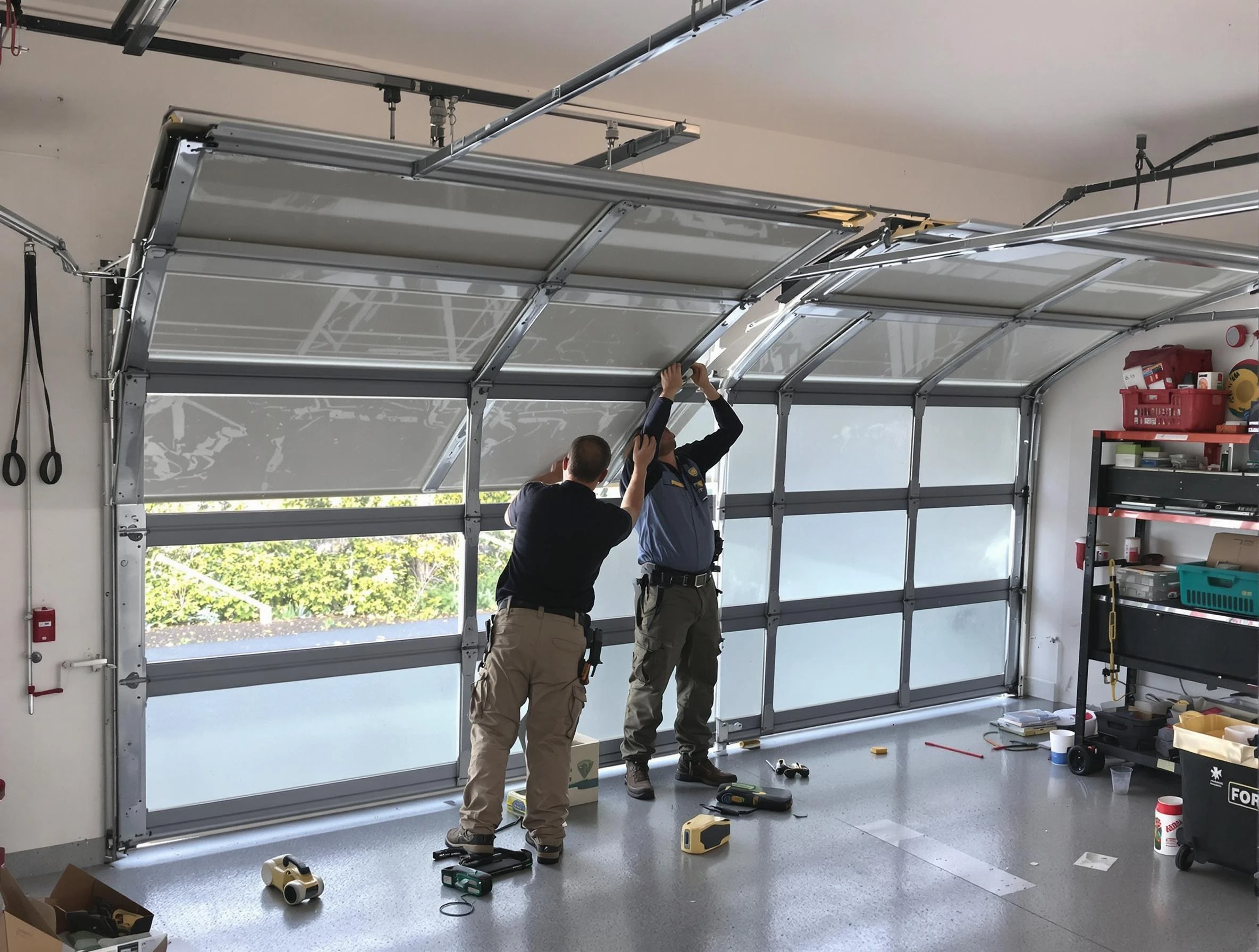 Centerville Garage Door Repair expert performing precise panel replacement on Centerville garage door